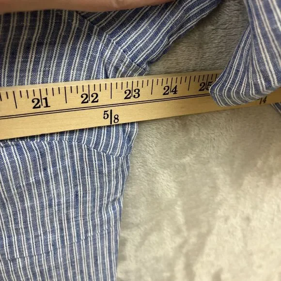 Untuckit Shirt Women’s 18 100% Linen Blue Striped Button Up Top NWT New Collared - Picture 4 of 5